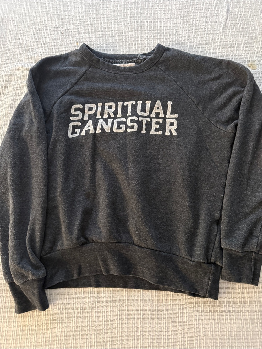 Spiritual Gangster Charcoal Gray Crewneck Sweatshirt with White Logo